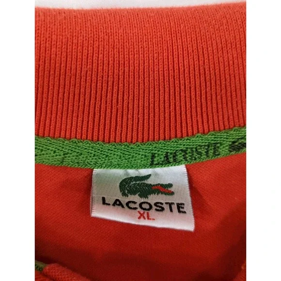 Lacoste Shirt XL Blood‎ Orange Polo 3-Button Short Sleeve Golf Neon Gator - Picture 5 of 8